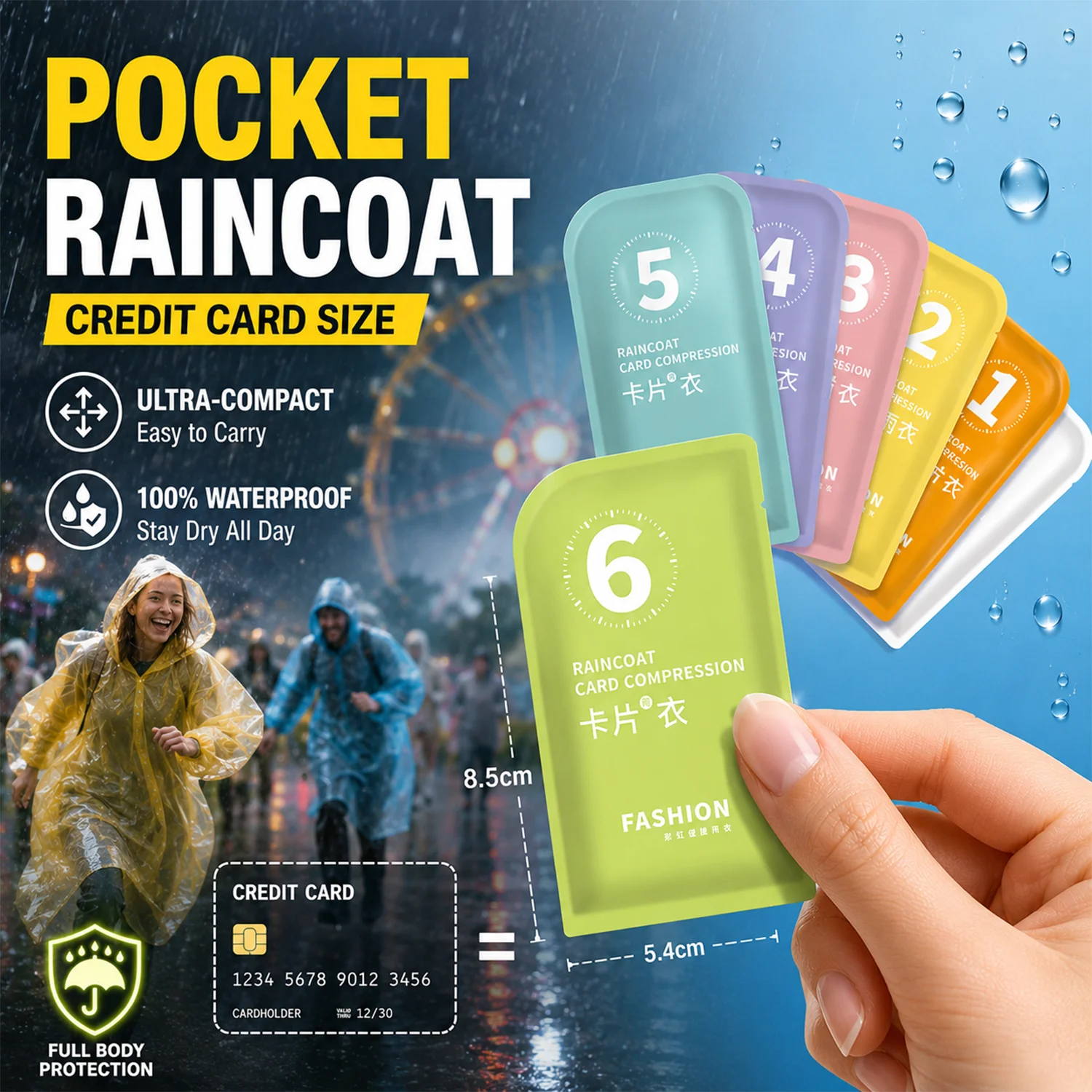 Portable Card Size Disposable  - Camping Rain Poncho 评论和价格