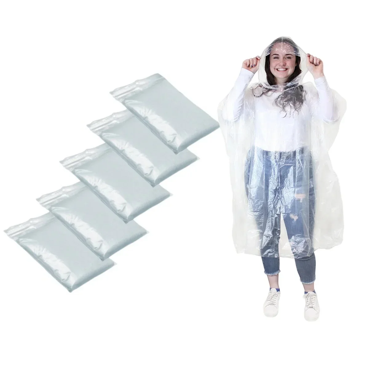 5/10PCS Compact Disposable Rai - Camping Rain Poncho 评论和价格