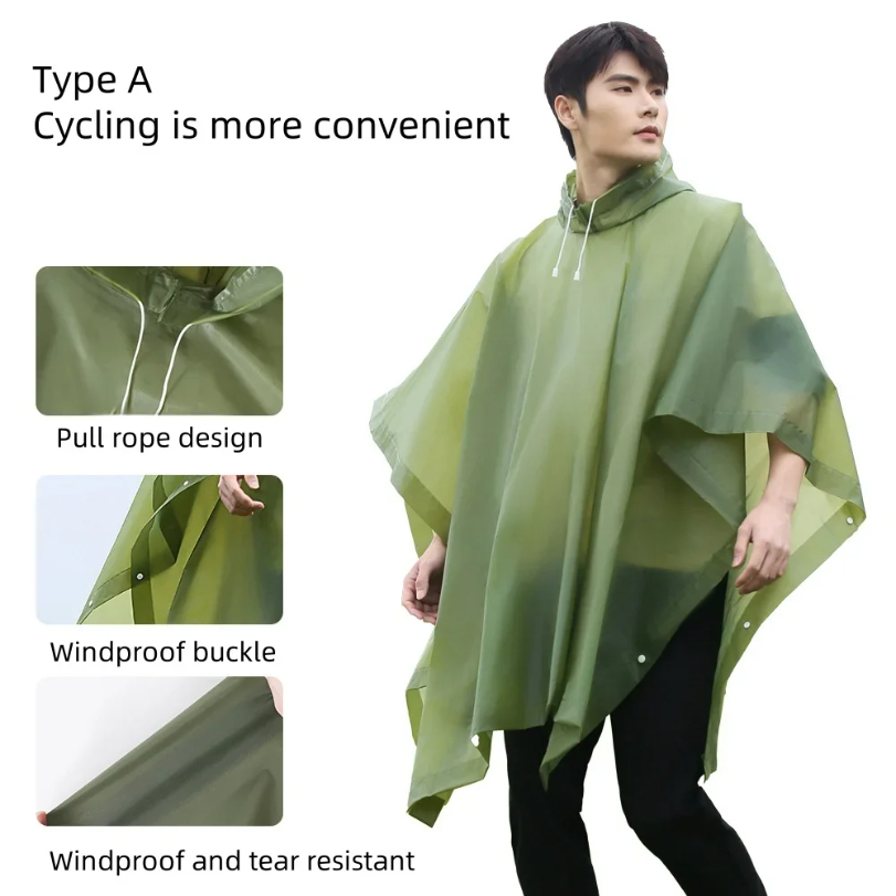 Reusable Raincoat with Drawstr - Camping Rain Poncho 评论和价格