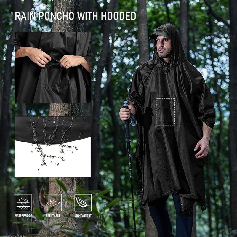 AEB0-Outdoor Raincoat Hooded S - Camping Rain Poncho 评论和价格