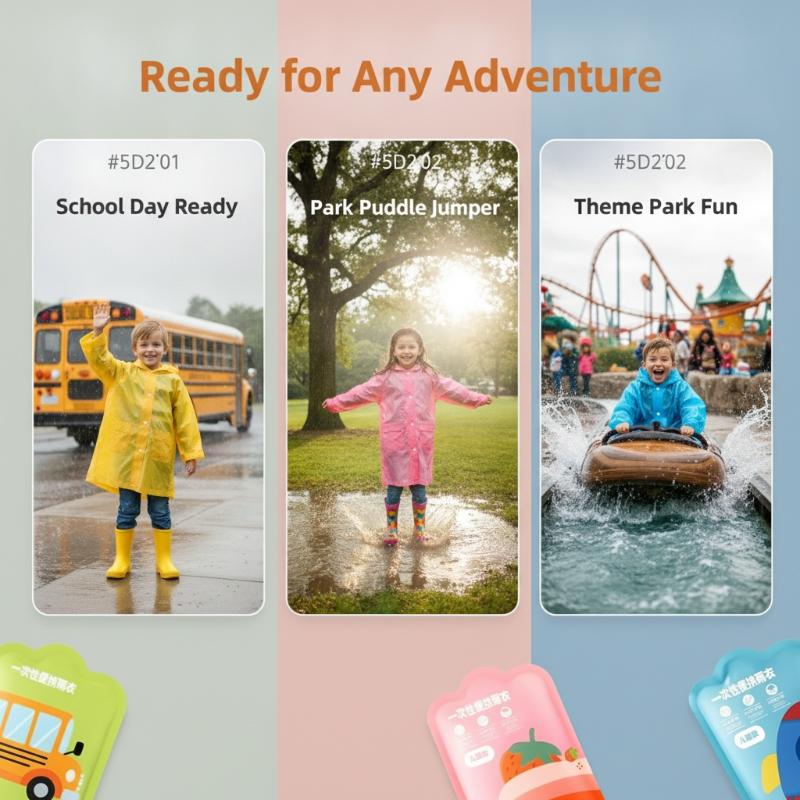 6Pcs Disposable Kids Raincoat  - Camping Rain Poncho 评论和价格