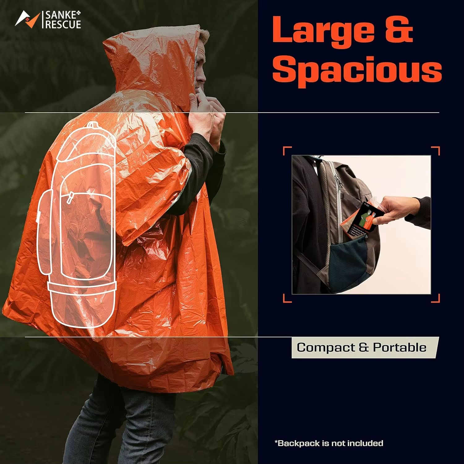 Emergency Rain Poncho Thermal  - Camping Rain Poncho 评论和价格